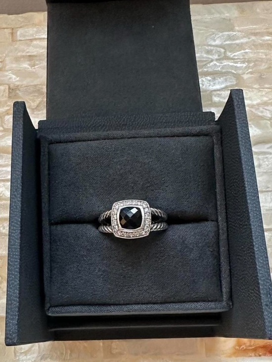 David Yurman Jewelry - David Yurman Sterling Rope Band Ring with Black Onyx Cushion 5.5 size
